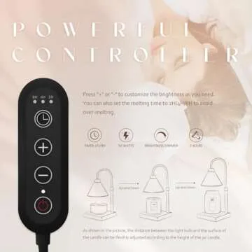 Dorillo Candle Warmer Lamp, 2/4/8 Hours Timer, Dimmable Candle Melting Lamp, Compatible with Jar Candle Scented, Home Decor Aesthetic, Gift for Women, Glass Lampshade, Wood Base, Gold