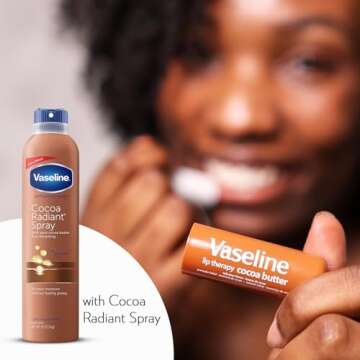Vaseline Cocoa Radiant Spray 2-Pack for Dry Skin + Vaseline Lip Therapy Cocoa Butter Lip Balm (3 Piece Set)