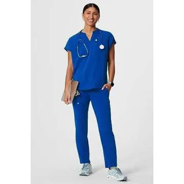 Fabletics Women's Performance Scrub Pant - MotionTech, 4-Way Stretch, Pocket-Packed, Lightweight, Semi-Slim Fit, L/Tall 31 in | 31, Royal Blue