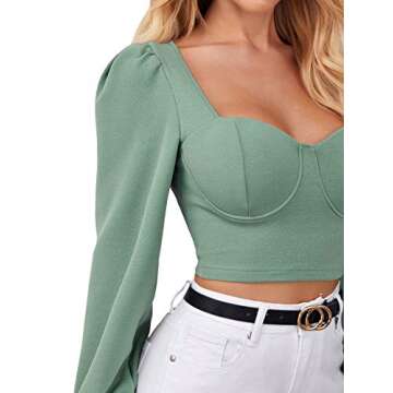 Elegant Sweetheart Neck Lantern Sleeve Blouse for Women