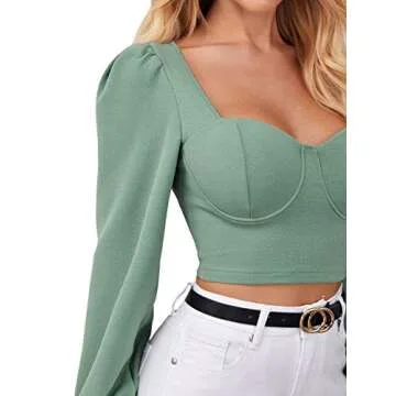 Elegant Sweetheart Neck Lantern Sleeve Blouse for Women