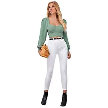 Elegant Sweetheart Neck Lantern Sleeve Blouse for Women