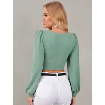 Elegant Sweetheart Neck Lantern Sleeve Blouse for Women