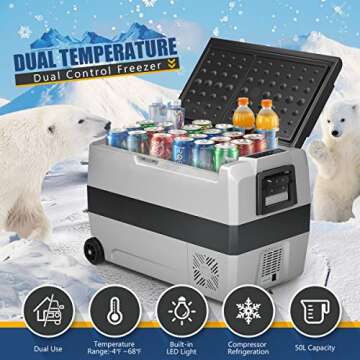 COSTWAY 53-Quart Car Refrigerator with Wheels