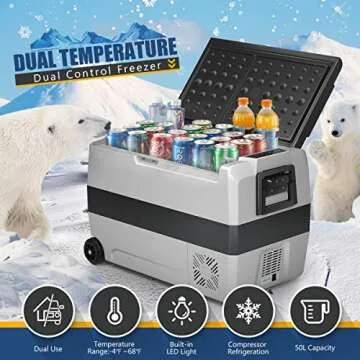 COSTWAY 53-Quart Car Refrigerator with Wheels