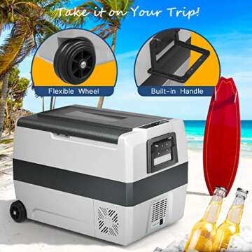 COSTWAY 53-Quart Car Refrigerator with Wheels