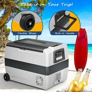 COSTWAY 53-Quart Car Refrigerator with Wheels