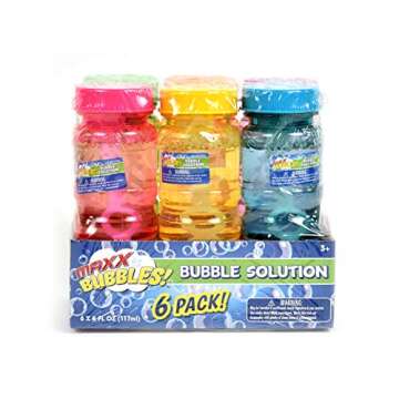 Sunny Days Entertainment 6 Pack Bubble Solution – 4oz Bubble Blower Bottles with 6-Hole Wand | Bot...