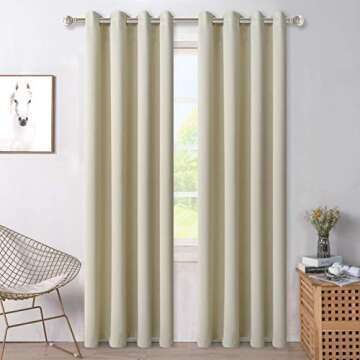 LORDTEX Blackout Curtains for Bedroom, Thermal Insulated Blackout Drapes with Grommet Top, Room Divider - Noise Reducing and Light Blocking Window Treatment Panels (Cream, 52 x 72 inch)