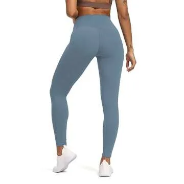 Aoxjox High Waisted Workout Leggings for Women Tummy Control High Rise Scrunch Buttery Soft Scarlett Yoga Pants 27" (Steel Blue, Small)