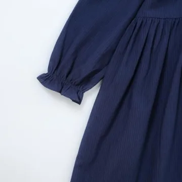 HILEELANG Girls Navy Long Sleeve Dress Comfortable Playwear