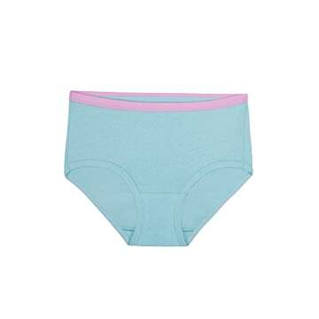 Fruit of the Loom Girls' Little Tag Free Cotton Brief Underwear Multipacks, Brief-10 Pack-White/Stri...