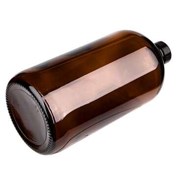 yarlung 3 Pack 32 Oz Amber Glass Bottles with Tight Seal Caps, Brown Glass Bottles Boston Round Apothecary Jars for Secondary Fermentation, Storing Kombucha, Kefir, Home Brewing