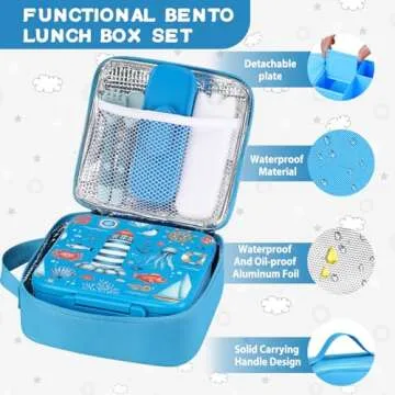 MAISON HUIS Kids Bento Lunch Box Set With 8oz Soup Thermo, Leakproof Lunch Containers with 5 Compart...