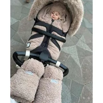7AM Enfant Stroller Warmmuffs Gloves - Anti-Freeze Stroller Mittens for Handlebars, Water Repellent Hand Warmer Muff for Cold Weather, Plush Lined Stroller Warmmuffs | Winter Stroller Accessories