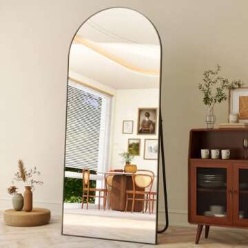 HARRITPURE 76"x34" Arched Full Length Mirror Free Standing Leaning Mirror Hanging Mounted Mirror Alu...