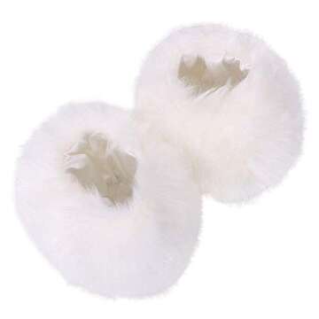 Bhwin Women Faux Fur Wrist Cuffs Warmer Cover And Winter Faux Fur Boot Cuffs Knitting Leg Warmers Set (White)