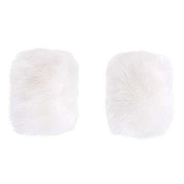 Bhwin Women Faux Fur Wrist Cuffs Warmer Cover And Winter Faux Fur Boot Cuffs Knitting Leg Warmers Set (White)