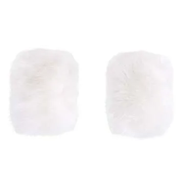 Bhwin Women Faux Fur Wrist Cuffs Warmer Cover And Winter Faux Fur Boot Cuffs Knitting Leg Warmers Set (White)