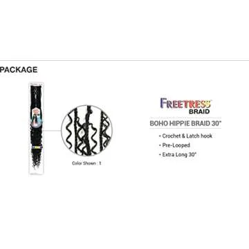 FreeTress Braids Synthetic Hair Crochet Braids Boho Hippie Braid 30 inches (6-pack, 1)