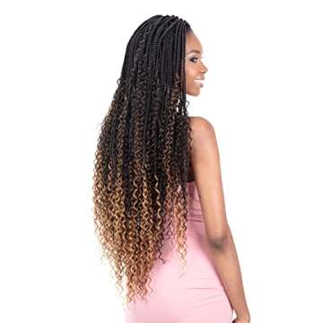 FreeTress Braids Synthetic Hair Crochet Braids Boho Hippie Braid 30 inches (6-pack, 1)