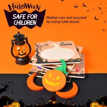 4 Pack Halloween Wooden Puzzles for Kids Boys Girls Toddlers Halloween Jigsaw Puzzles Halloween Toys for Halloween Party Favors Treat Bag Halloween Treats Prizes