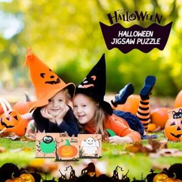 4 Pack Halloween Wooden Puzzles for Kids Boys Girls Toddlers Halloween Jigsaw Puzzles Halloween Toys for Halloween Party Favors Treat Bag Halloween Treats Prizes