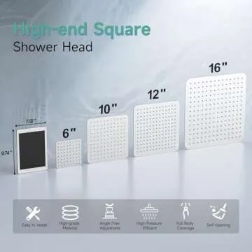SR SUN RISE Luxury 16 Inch Extra Large Square Stainless Steel Shower Head High Pressure Rainfall Showerhead Ultra Thin Water Saving Polished Chrome 2.5 Gpm