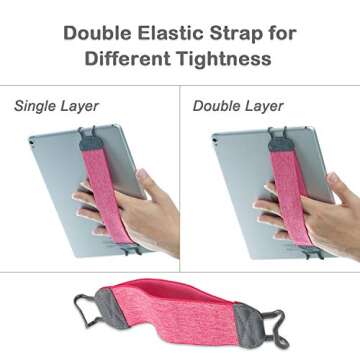 TFY Security Hand Strap Holder for Tablets, iPad, & e-Readers - iPad 10th, iPad 9 (iPad 8 & 7), iPad Air 5, iPad Mini 6 - iPad Pro 9.7 ", Pro 11" - Samsung Galaxy Tab - Google Nexus and More