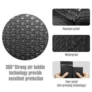 Fuxury Bubble Mailer 6x10" 25 Pack Black Bubble Mailers, Self-Seal Adhesive Padded Envelopes, Water Resistant Mailers, Shipping Envelopes for Packaging, Small Business, Mailing,Bulk#0