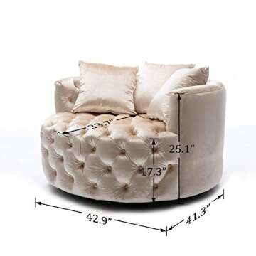 Pannow Swivel Barrel Chair, Modern Akili Swivel Accent Chair, Velvet Round Barrel Chair for Home Liv...