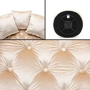 Pannow Swivel Barrel Chair, Modern Akili Swivel Accent Chair, Velvet Round Barrel Chair for Home Living Room/Modern Leisure Chair with 3 Pillow (42.9 Inch, Beige)