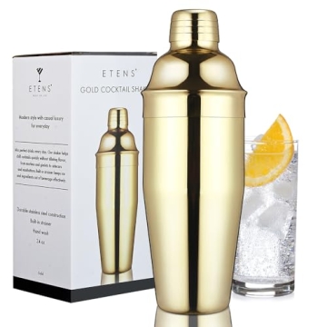 Etens Gold Cocktail Shaker - 24oz Stainless Steel Luxe Barware