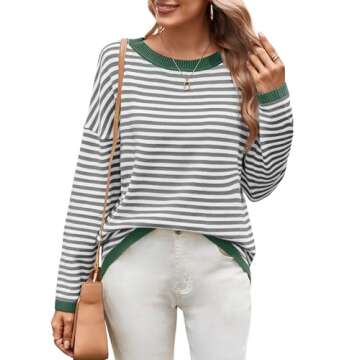 Stylish WIHOLL Women's Casual Striped Sweater Tops