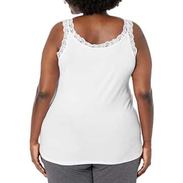 Just My Size Women’s Plus Size Stretch Jersey Lace Trim Tank