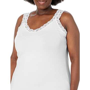 Just My Size Plus Size Lace Trim Tank Top for Women