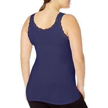 Just My Size Plus Size Lace Trim Tank Top for Women