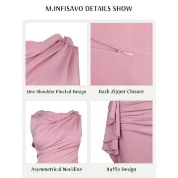 M.Infisavo Women's Sleeveless Dresses Ruched Bodycon Ruffle Mermaid Cocktail Wedding Party Dress Large Pink