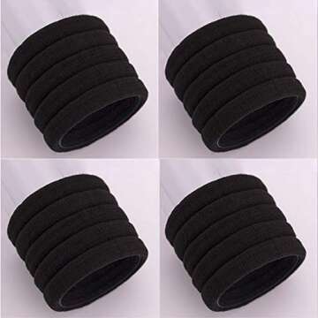 Hair Ties Seamless Hair Bands 4 mm Thick Black Ponytail Holders Hair Accessories No Crease Damage (B...