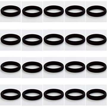 Hair Ties Seamless Hair Bands 4 mm Thick Black Ponytail Holders Hair Accessories No Crease Damage (Black20pcs)