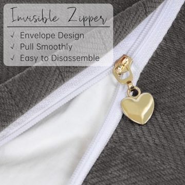 ZWJD Rustic Gray Chenille Pillow Covers – Set of 2 Decorative Accents