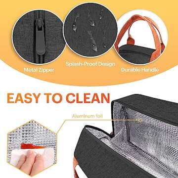 Lunch Bag for Women & Men Adult Insulated Lunch Box, Small Leakproof Cooler Food Lunch Containers Reusable High Capacity Lunch Tote Bags for Work, Travel, Outdoor (Dark Black)