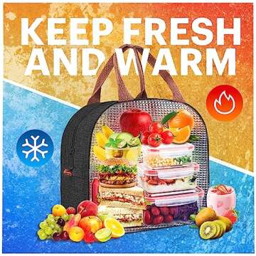 Lunch Bag for Women & Men Adult Insulated Lunch Box, Small Leakproof Cooler Food Lunch Containers Reusable High Capacity Lunch Tote Bags for Work, Travel, Outdoor (Dark Black)