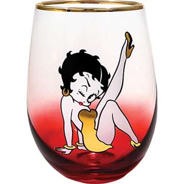 Spoontiques - 21706 Betty Boop Stemless Glass, 20 Ounces, Red