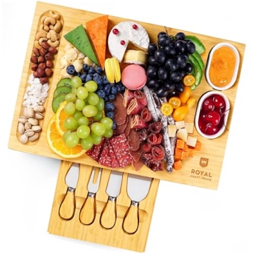 Royal Craft Wood Charcuterie Board and Knife Set for Entertaining