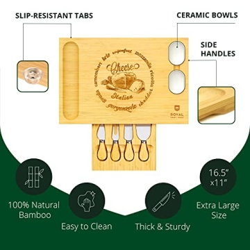 Royal Craft Wood Charcuterie Board and Knife Set for Entertaining