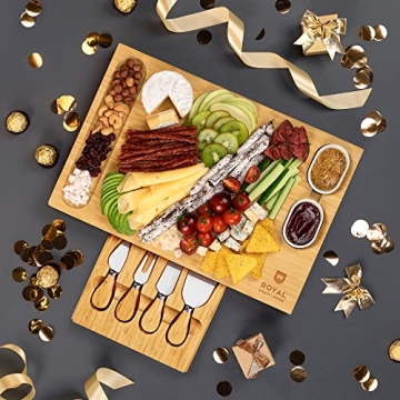 Royal Craft Wood Charcuterie Board and Knife Set for Entertaining