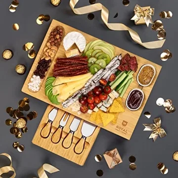 Royal Craft Wood Charcuterie Board and Knife Set for Entertaining
