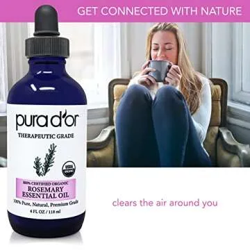 PURA D'OR Organic Rosemary Essential Oil 4oz Quality Therapeutics