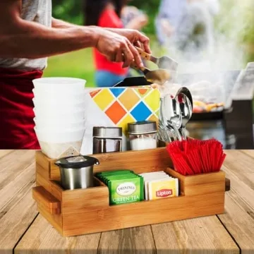 Bamboo Utensil Holder Caddy for Kitchen & Outdoors
